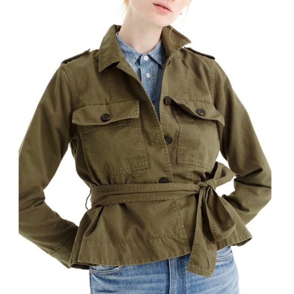 NWOT J.Crew Olive Cropped Fatigue Jacket - Picture 2 of 11